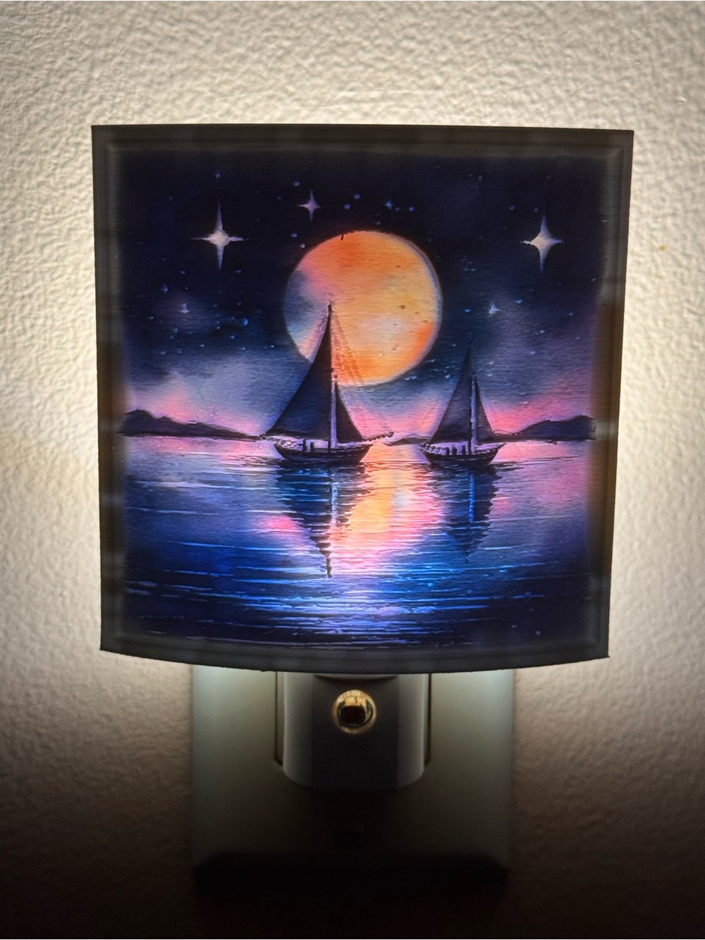 Sailboat Moonlight Wall Art Nightlight - Blue & Orange